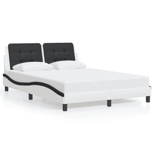 vidaXL Cadre de lit avec LED sans matelas "Zadar" Blanc et noir 120x200 cm