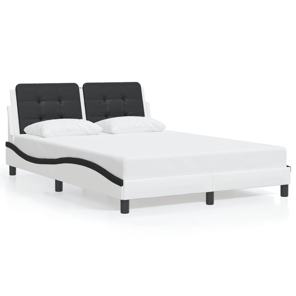 vidaXL Cadre de lit avec LED sans matelas "Zadar" Blanc et noir 120x200 cm