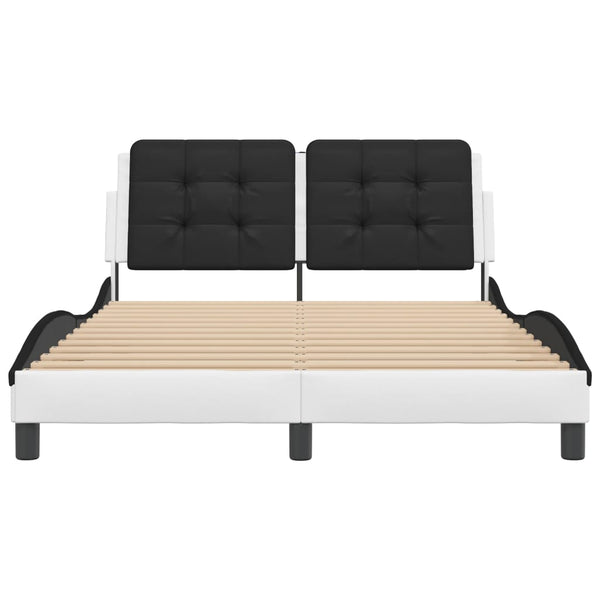 vidaXL Cadre de lit avec LED sans matelas "Zadar" Blanc et noir 120x200 cm