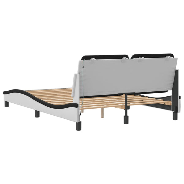 vidaXL Cadre de lit avec LED sans matelas "Zadar" Blanc et noir 120x200 cm