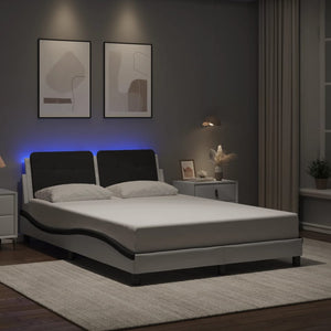 vidaXL Cadre de lit avec LED sans matelas "Zadar" Blanc et noir 120x200 cm