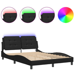 vidaXL Cadre de lit avec LED sans matelas « Zadar » Noir 140x190 cm