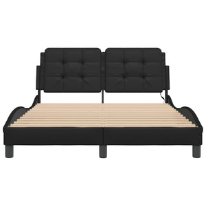 vidaXL Cadre de lit avec LED sans matelas « Zadar » Noir 140x190 cm