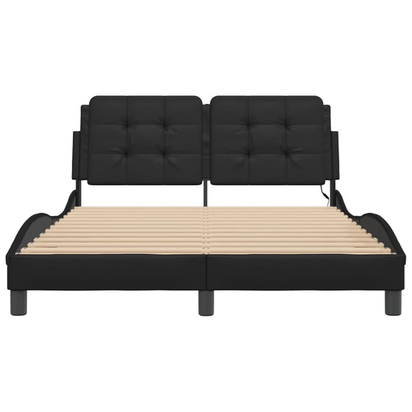vidaXL Cadre de lit avec LED sans matelas « Zadar » Noir 140x190 cm