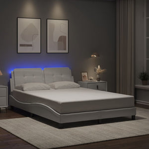 Bettgestell Weiß LED 140x190 cm