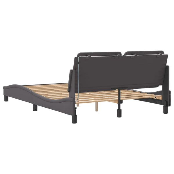 Bettgestell Grau 140x190 cm mit LED