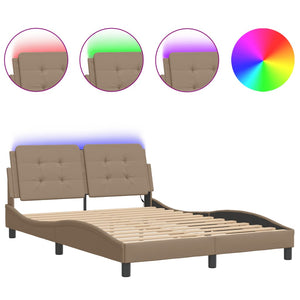 vidaXL Cadre de lit LED sans matelas « Zadar » Marron Cappuccino 140x190 cm