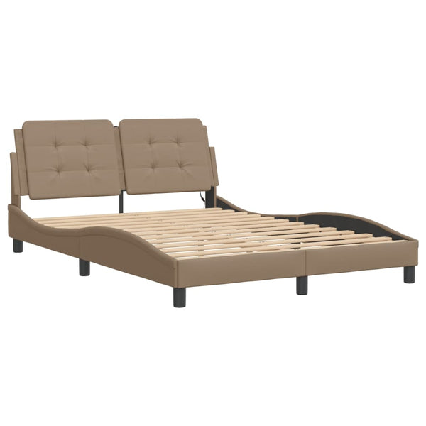 vidaXL Cadre de lit LED sans matelas « Zadar » Marron Cappuccino 140x190 cm