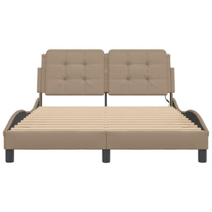 vidaXL Cadre de lit LED sans matelas « Zadar » Marron Cappuccino 140x190 cm