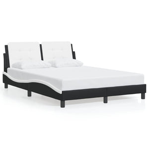 vidaXL Cadre de lit avec LED sans matelas "Zadar" Noir et blanc 140x190 cm