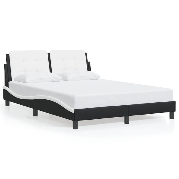 vidaXL Cadre de lit avec LED sans matelas "Zadar" Noir et blanc 140x190 cm