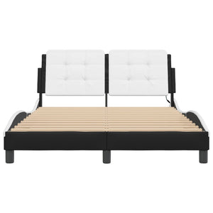 vidaXL Cadre de lit avec LED sans matelas "Zadar" Noir et blanc 140x190 cm