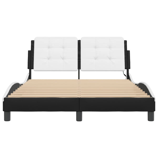 vidaXL Cadre de lit avec LED sans matelas "Zadar" Noir et blanc 140x190 cm