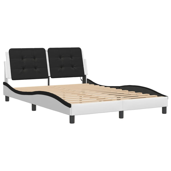 vidaXL Cadre de lit avec LED sans matelas « Zadar » Blanc et noir 140x190 cm