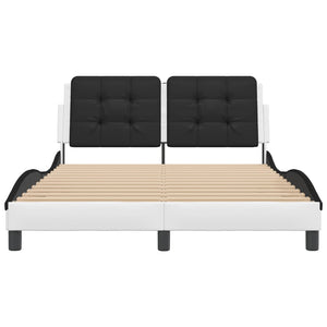 vidaXL Cadre de lit avec LED sans matelas « Zadar » Blanc et noir 140x190 cm