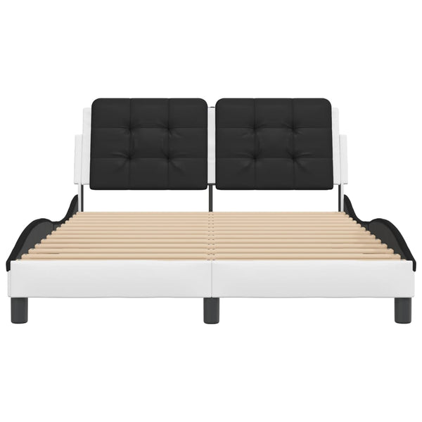 vidaXL Cadre de lit avec LED sans matelas « Zadar » Blanc et noir 140x190 cm