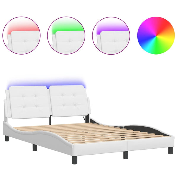vidaXL Cadre de lit LED sans matelas "Zadar" Blanc 140x200 cm