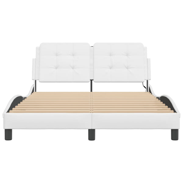 vidaXL Cadre de lit LED sans matelas "Zadar" Blanc 140x200 cm