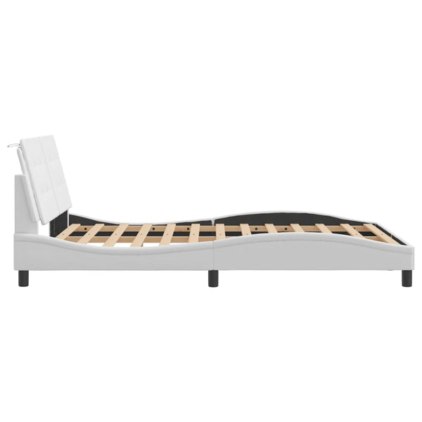 vidaXL Cadre de lit LED sans matelas "Zadar" Blanc 140x200 cm