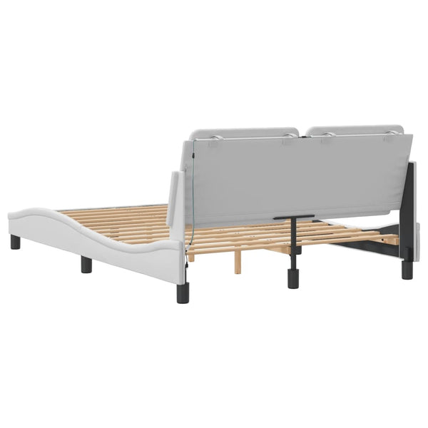 vidaXL Cadre de lit LED sans matelas "Zadar" Blanc 140x200 cm