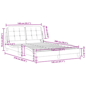 Bettgestell mit LED Grau 140x200 cm