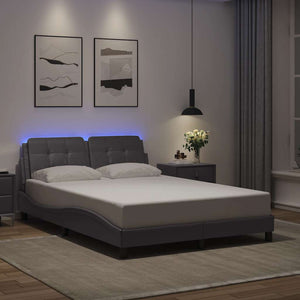 Bettgestell mit LED Grau 140x200 cm