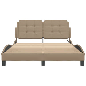 Cadre de lit vidaXL avec LED sans matelas "Zadar" marron cappuccino 140x200 cm