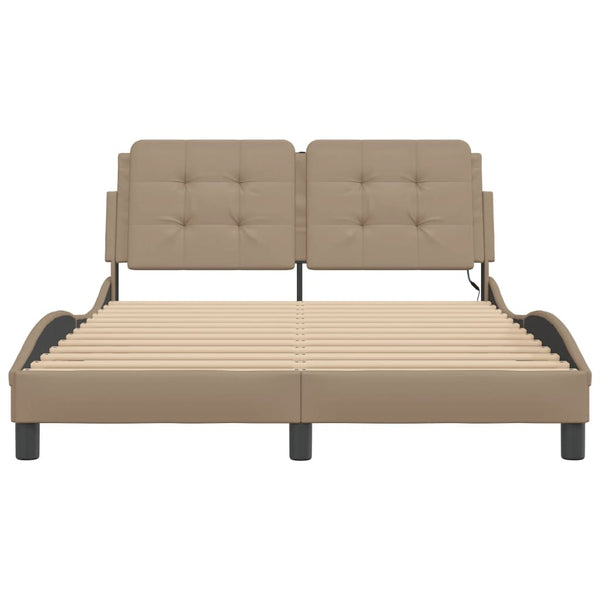 Cadre de lit vidaXL avec LED sans matelas "Zadar" marron cappuccino 140x200 cm