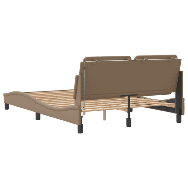 Cadre de lit vidaXL avec LED sans matelas "Zadar" marron cappuccino 140x200 cm