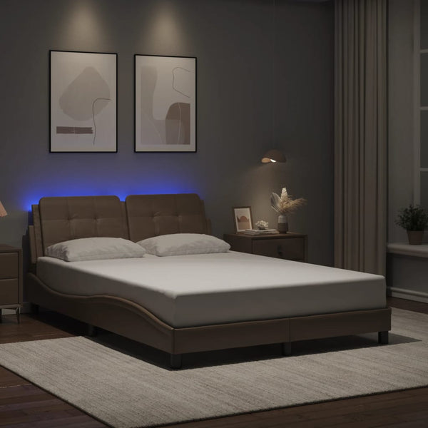 Cadre de lit vidaXL avec LED sans matelas "Zadar" marron cappuccino 140x200 cm