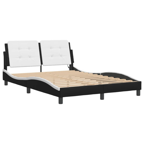 vidaXL Cadre de lit avec LED sans matelas « Zadar » Noir et blanc 140x200 cm