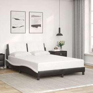 vidaXL Cadre de lit avec LED sans matelas « Zadar » Noir et blanc 140x200 cm