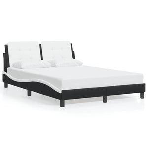 vidaXL Cadre de lit avec LED sans matelas « Zadar » Noir et blanc 140x200 cm