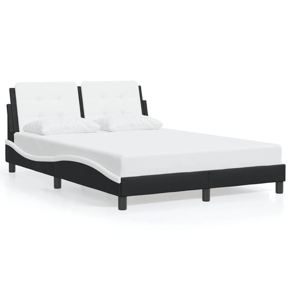 vidaXL Cadre de lit avec LED sans matelas « Zadar » Noir et blanc 140x200 cm
