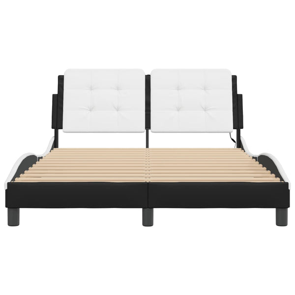 vidaXL Cadre de lit avec LED sans matelas « Zadar » Noir et blanc 140x200 cm