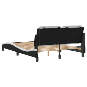 vidaXL Cadre de lit avec LED sans matelas « Zadar » Noir et blanc 140x200 cm