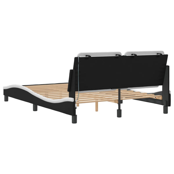 vidaXL Cadre de lit avec LED sans matelas « Zadar » Noir et blanc 140x200 cm