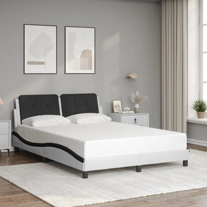 vidaXL Cadre de lit LED sans matelas « Zadar » blanc et noir 140x200 cm