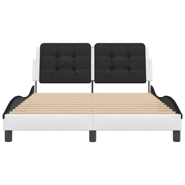 vidaXL Cadre de lit LED sans matelas « Zadar » blanc et noir 140x200 cm