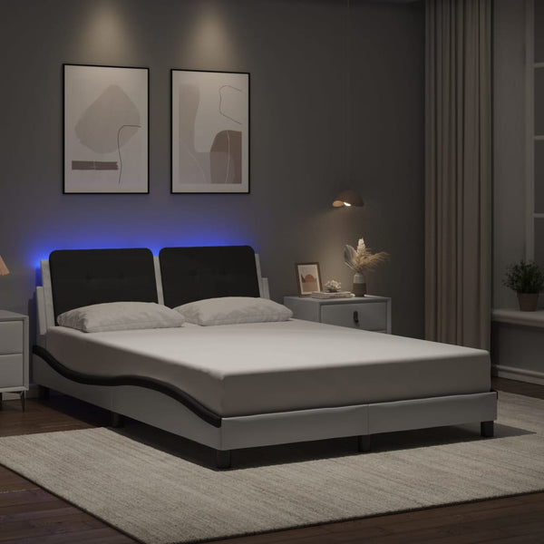 vidaXL Cadre de lit LED sans matelas « Zadar » blanc et noir 140x200 cm