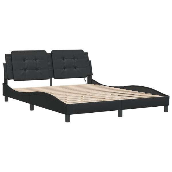 Bettgestell mit LED Schwarz 160x200 cm
