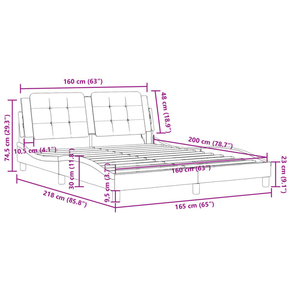 Bettgestell mit LED Schwarz 160x200 cm