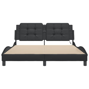 Bettgestell mit LED Schwarz 160x200 cm