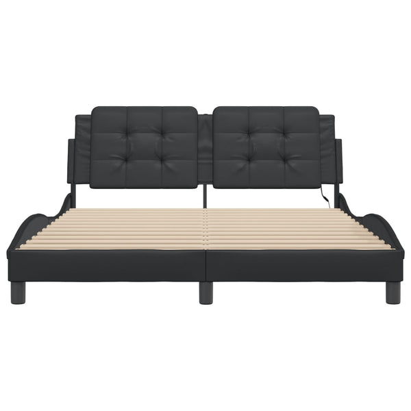 Bettgestell mit LED Schwarz 160x200 cm