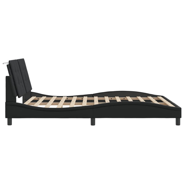 Bettgestell mit LED Schwarz 160x200 cm