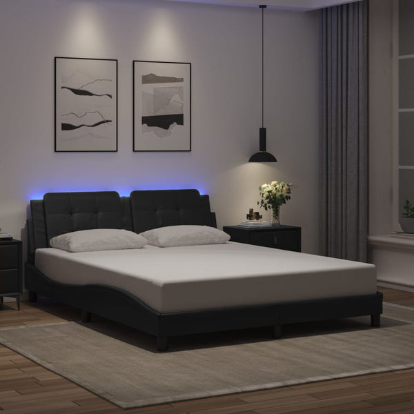 Bettgestell mit LED Schwarz 160x200 cm