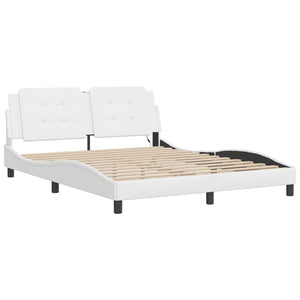 vidaXL Cadre de lit avec LED sans matelas "Zadar" Blanc 160x200 cm