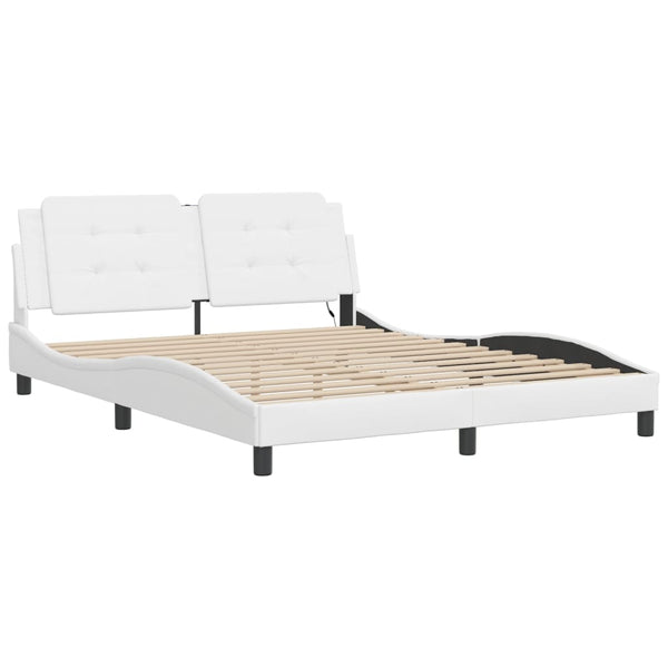 vidaXL Cadre de lit avec LED sans matelas "Zadar" Blanc 160x200 cm
