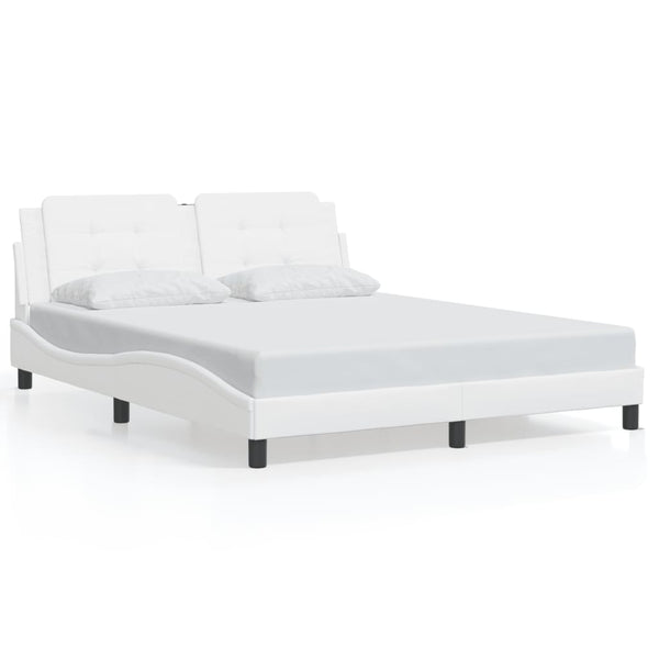 vidaXL Cadre de lit avec LED sans matelas "Zadar" Blanc 160x200 cm