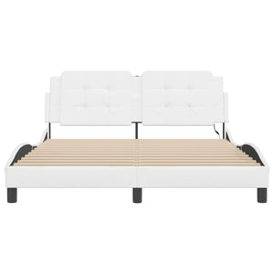 vidaXL Cadre de lit avec LED sans matelas "Zadar" Blanc 160x200 cm